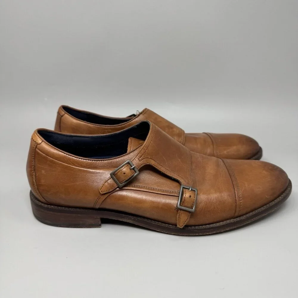 Cole Haan Men's Harrison Grand 2.0 Cap Toe Monk Strap Dress Shoes Size 9M Brown